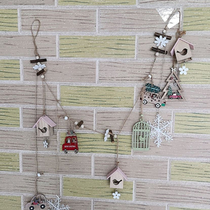 새상품)크리스마스 원목 가렌드 자동차 새장 눈 새집