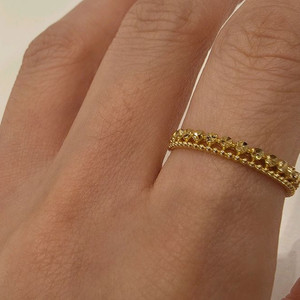 <새것>18k골드_동글동글 두줄 반지