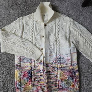 쿠헴 COOHEM - GRADATION ARAN KNIT CARDIGAN (White) 라지