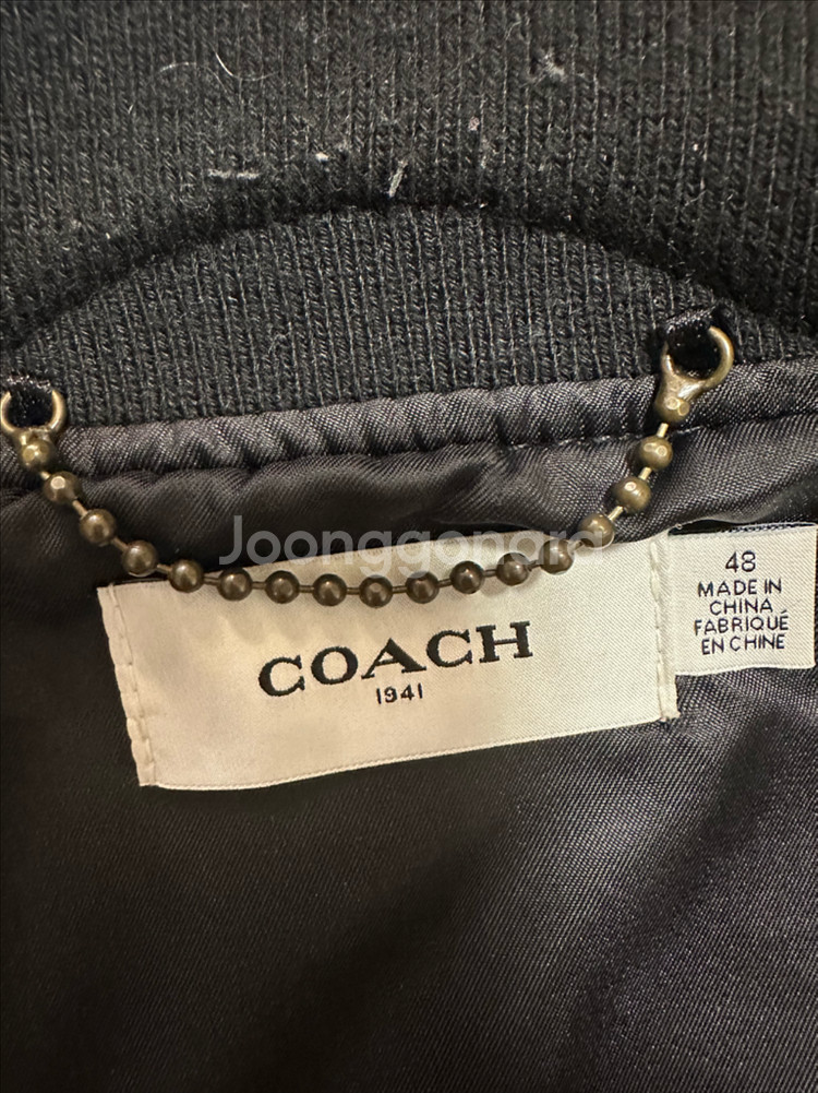 [정품] COACH 코치 레더 슬리브 바시티 자켓 (M/100 사이즈)--3