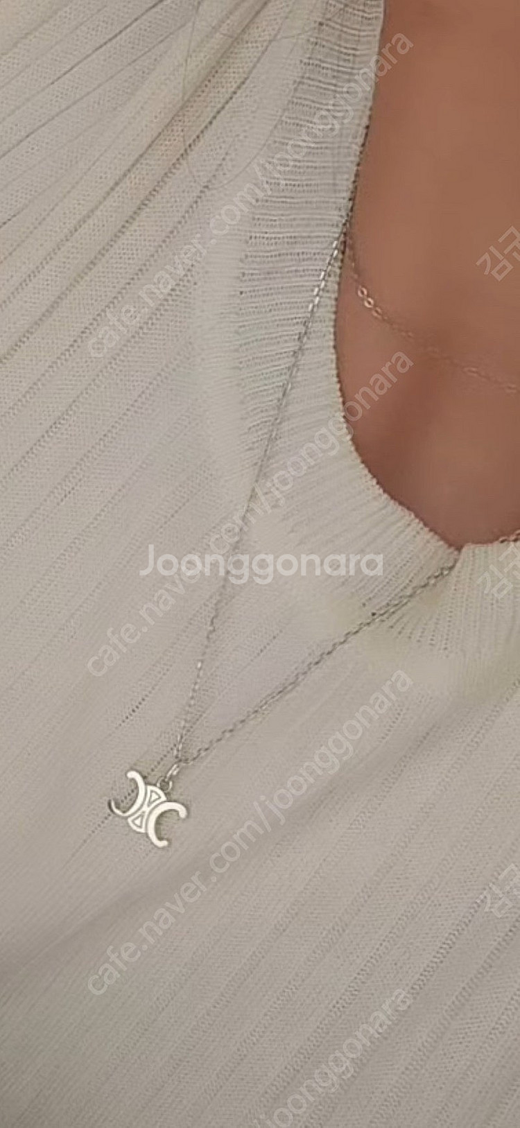 [새제품] 14k 셀린느 목걸이 화이트골드--0