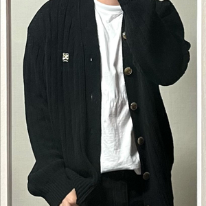 세터 부클 가디건 클래식 블랙