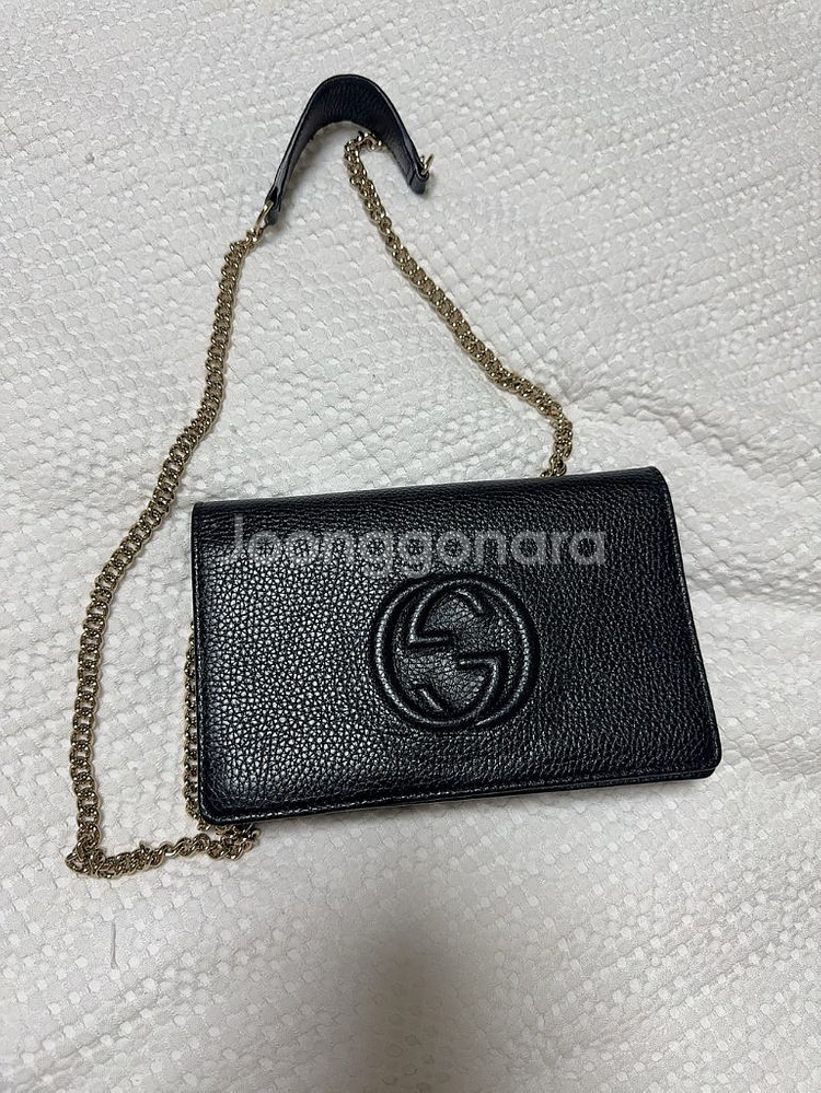 구찌 598211 GG인터로킹 블랙 소호체인 크로스백--0