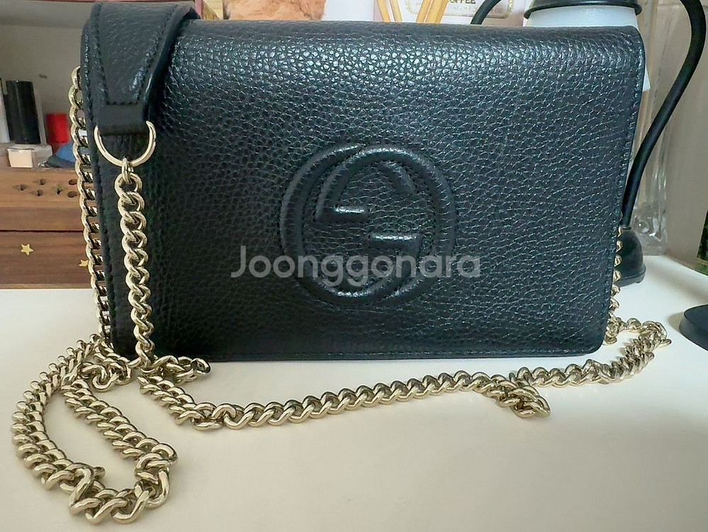 구찌 598211 GG인터로킹 블랙 소호체인 크로스백--1