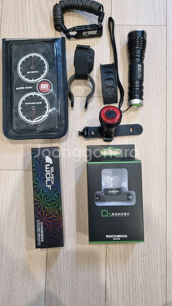 자전거 전조등 센서 후미등 핸드폰 거치대 자물쇠 새상품급--0