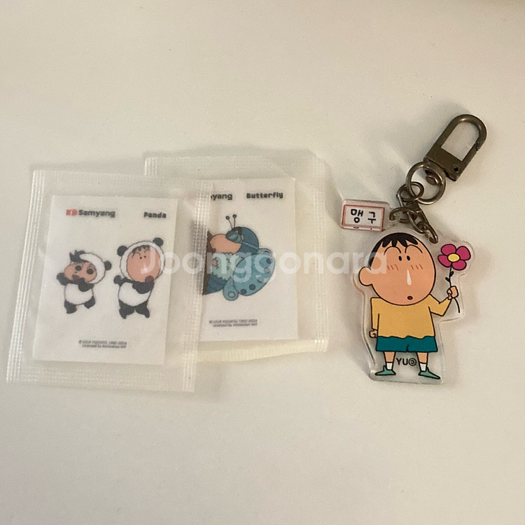짱구는 못말려 띠부씰 스티커 + 맹구 아크릴 키링--0