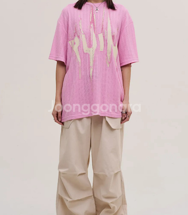 슈퍼서브 여자 반팔 니트 핑크S--1