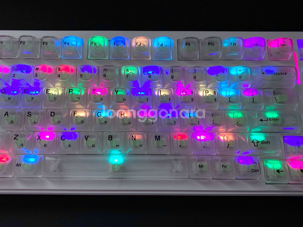 아우라 F99 독거미 키보드 기계식 키보드 투명 키보드 (리퍼축 그린축)--1