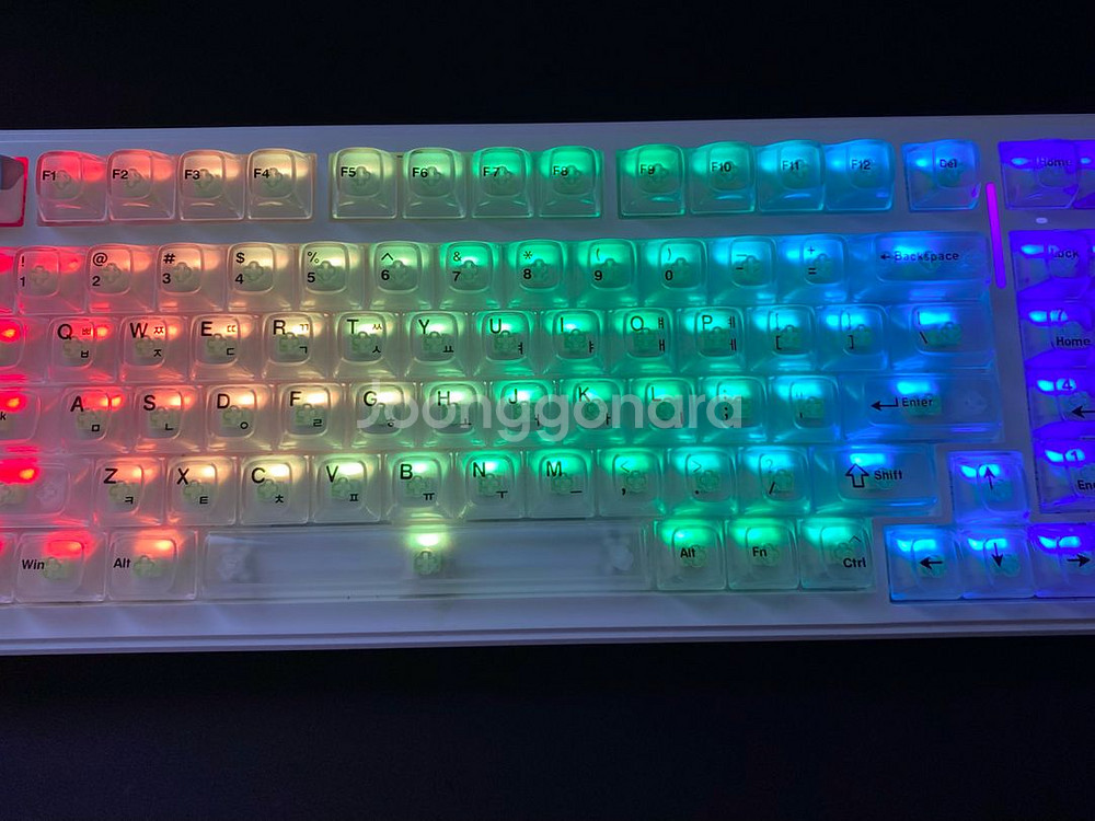 아우라 F99 독거미 키보드 기계식 키보드 투명 키보드 (리퍼축 그린축)--2
