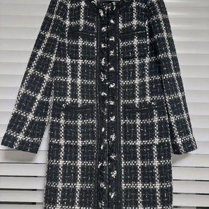 지고트 주머니4개 겨울 모직 트위드 롱자켓 코트 트위드자켓