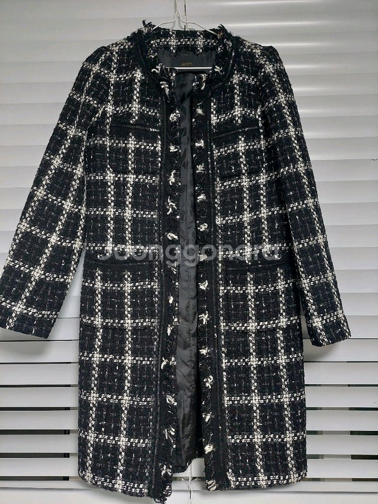 지고트 주머니4개 겨울 모직 트위드 롱자켓 코트 트위드자켓--1