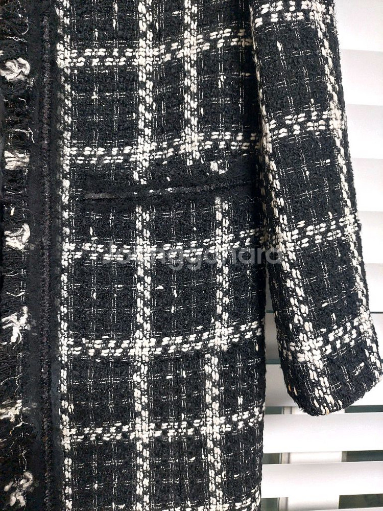 지고트 주머니4개 겨울 모직 트위드 롱자켓 코트 트위드자켓--2