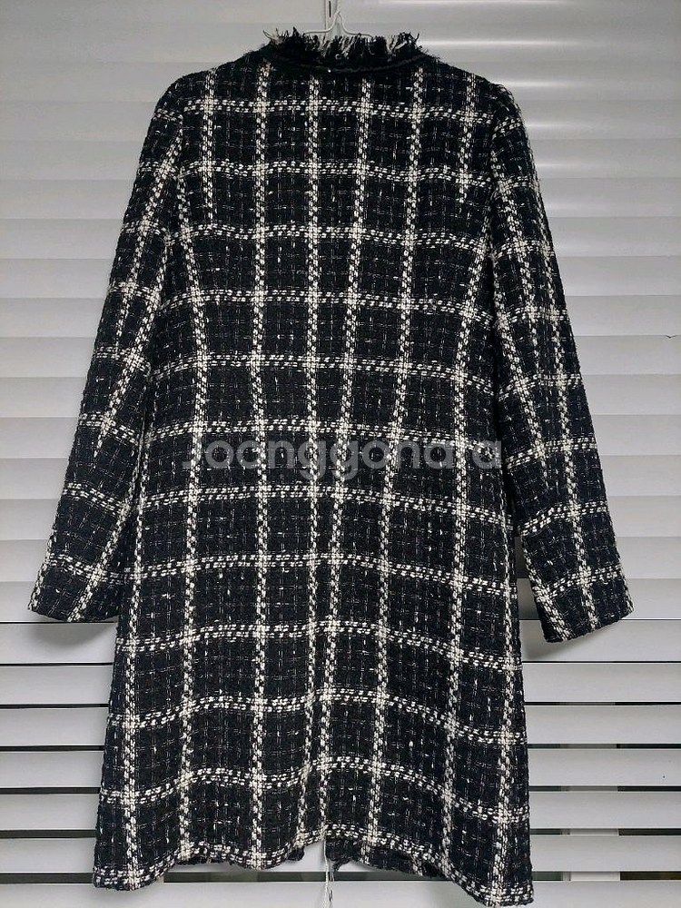 지고트 주머니4개 겨울 모직 트위드 롱자켓 코트 트위드자켓--6