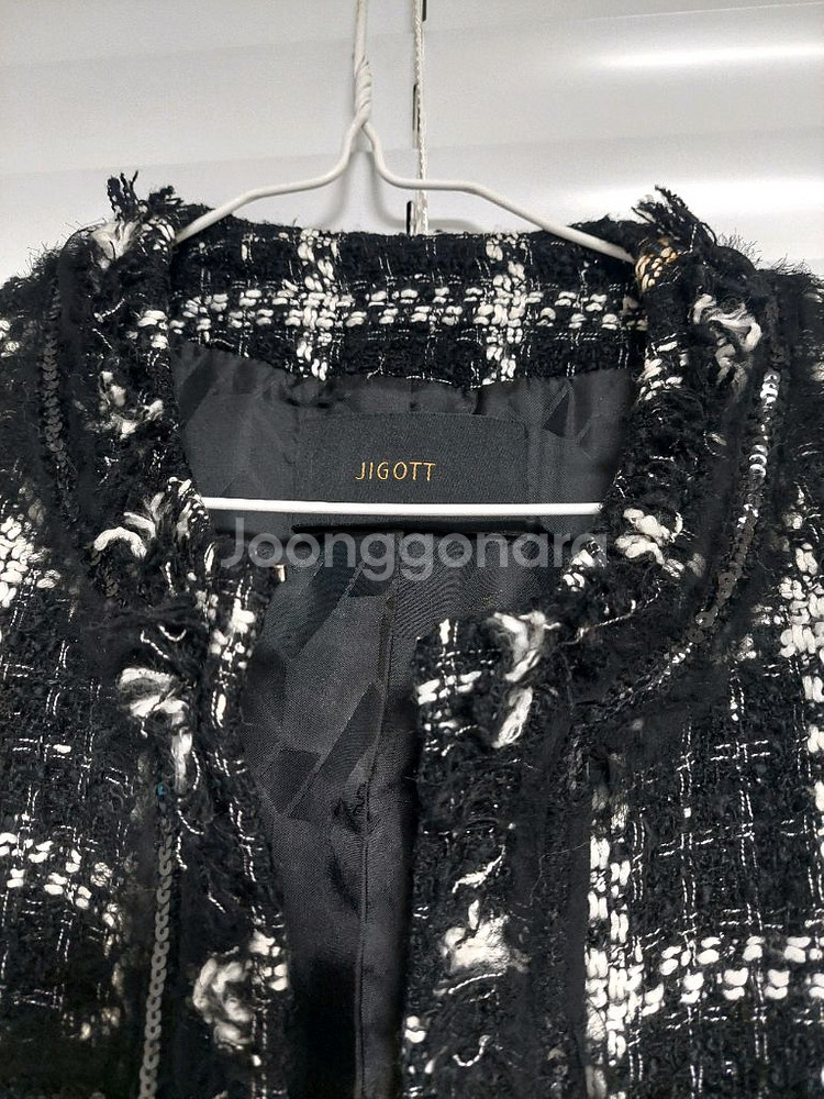 지고트 주머니4개 겨울 모직 트위드 롱자켓 코트 트위드자켓--7