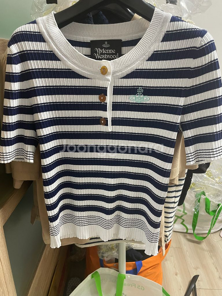 비비안웨스트우드 스트라이프 반팔 니트--2