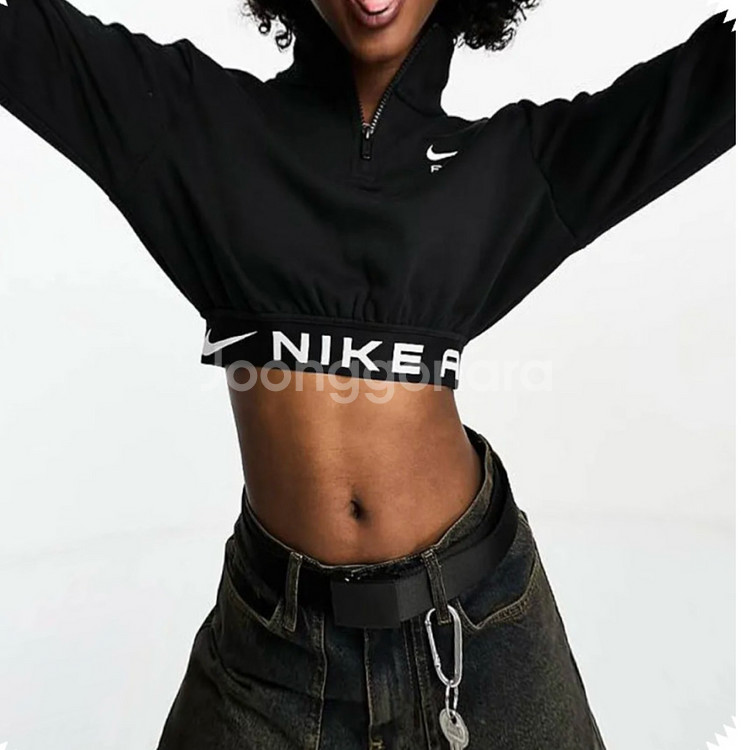 나이키 에어 여성 플리스 탑 크롭 반집업 M사이즈 J12--1