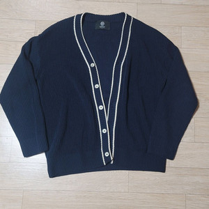 니티드 소프트코튼 와플 라인 네이비 가디건 카디건 남녀공용