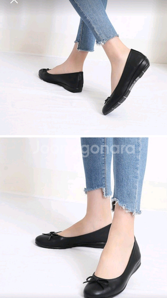 발레리나 리본 플랫 블랙 260--2