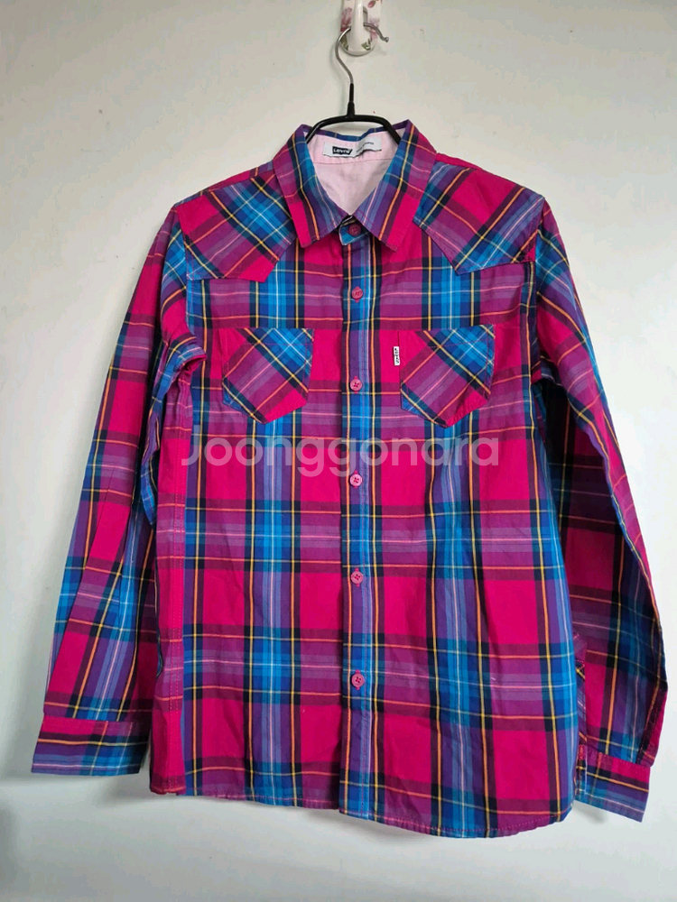 리바이스 체크 셔츠 핑크 블루 새상품--0