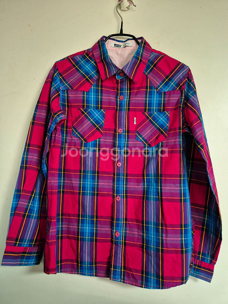 리바이스 체크 셔츠 핑크 블루 새상품--1