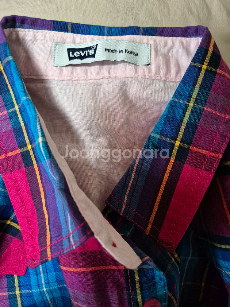 리바이스 체크 셔츠 핑크 블루 새상품--5