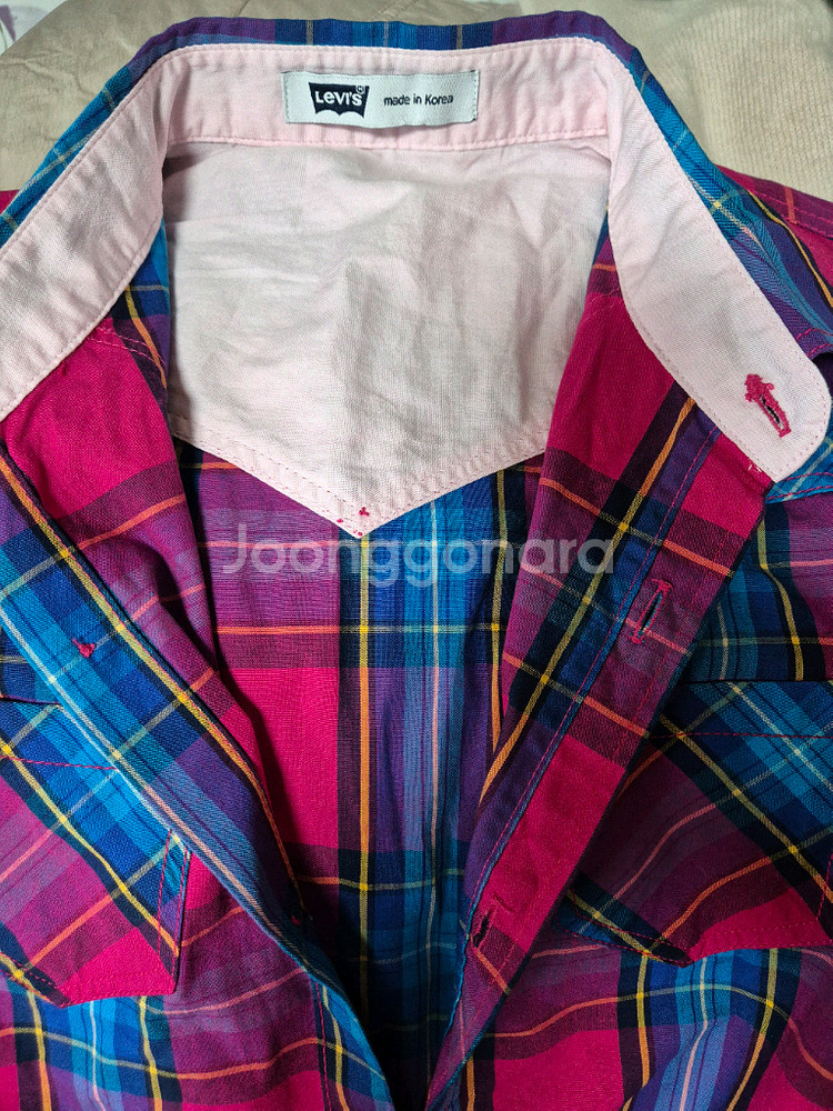 리바이스 체크 셔츠 핑크 블루 새상품--6