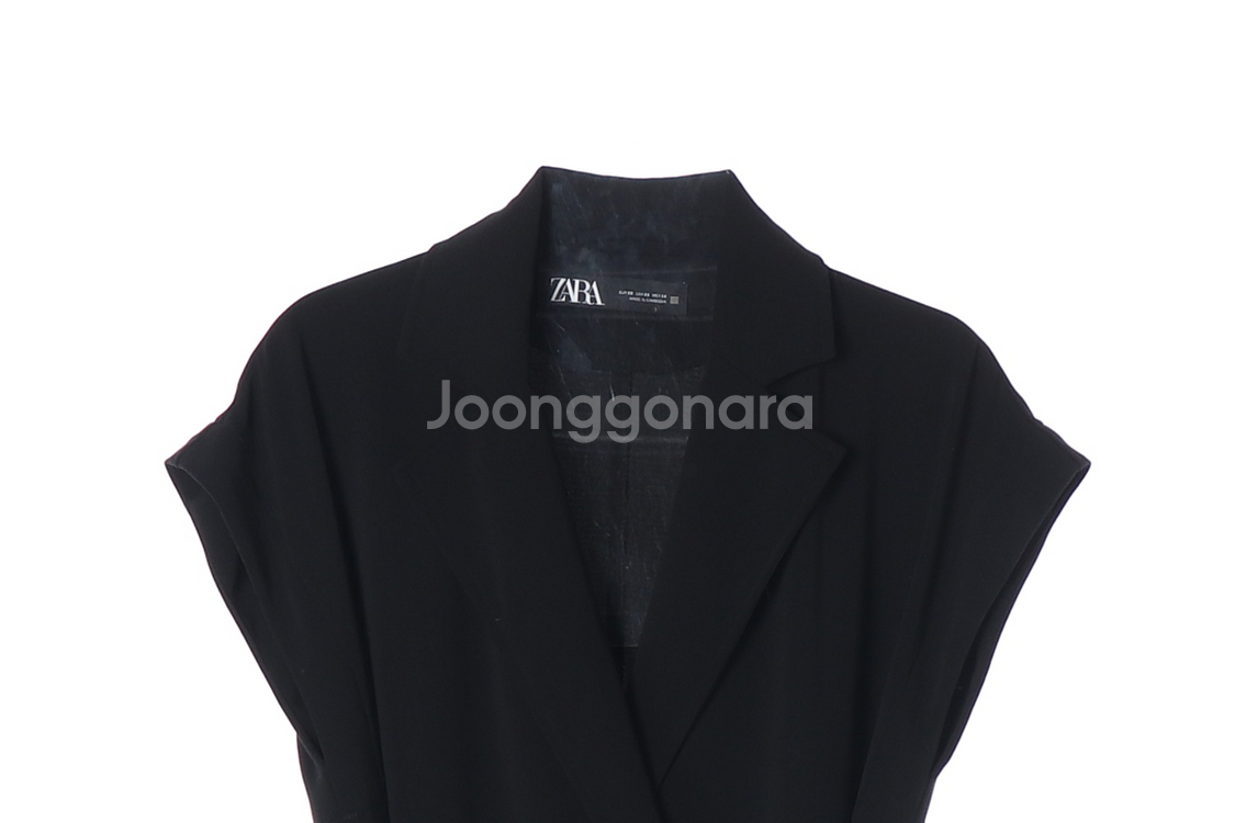 [XS]자라 블랙 반팔 더블버튼 랩 롱 원피스 드레스--1