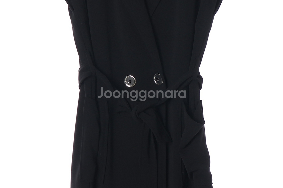 [XS]자라 블랙 반팔 더블버튼 랩 롱 원피스 드레스--2