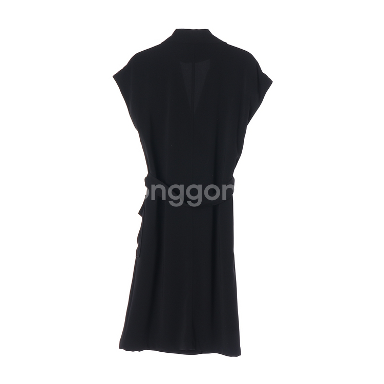 [XS]자라 블랙 반팔 더블버튼 랩 롱 원피스 드레스--4