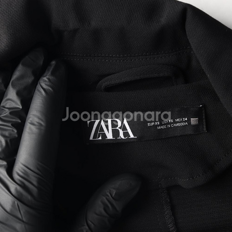 [XS]자라 블랙 반팔 더블버튼 랩 롱 원피스 드레스--5