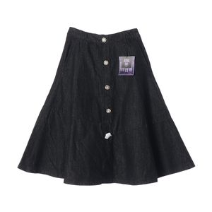 (새상품)[M]안나수이 블랙 데님 큐빅 버튼 플레어스커트 청치마