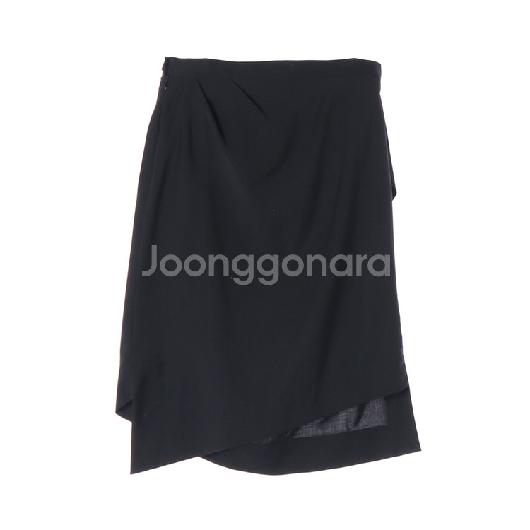 [M]비비안 웨스트우드 블랙 언발 드레이프 울 스커트 치마--3