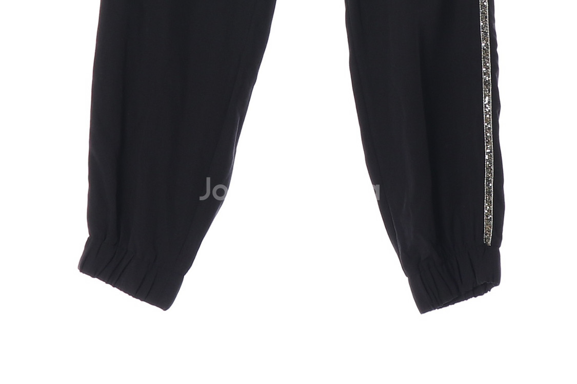 [S]자라 블랙 펄 사이드라인 와이드 조거팬츠 밴딩 바지--3