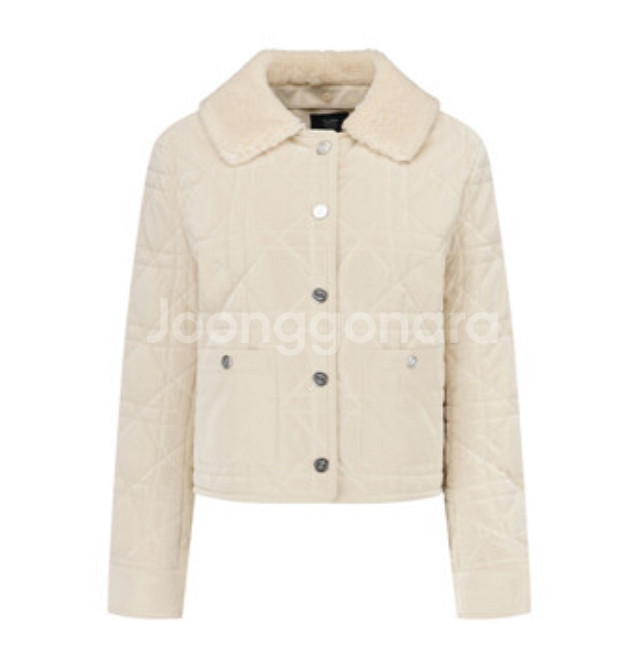 올젠 여성 벨벳 카라 퀄팅 패딩 점퍼 아이보리 M--1