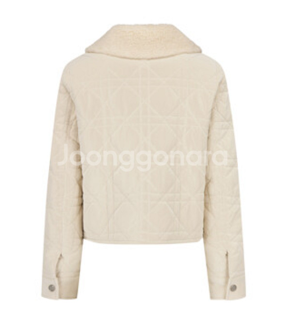 올젠 여성 벨벳 카라 퀄팅 패딩 점퍼 아이보리 M--2