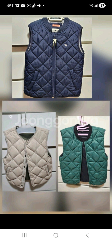 #블루독키즈 & 키즈덤 양면패딩 조끼 2개 130 거의새상품--0