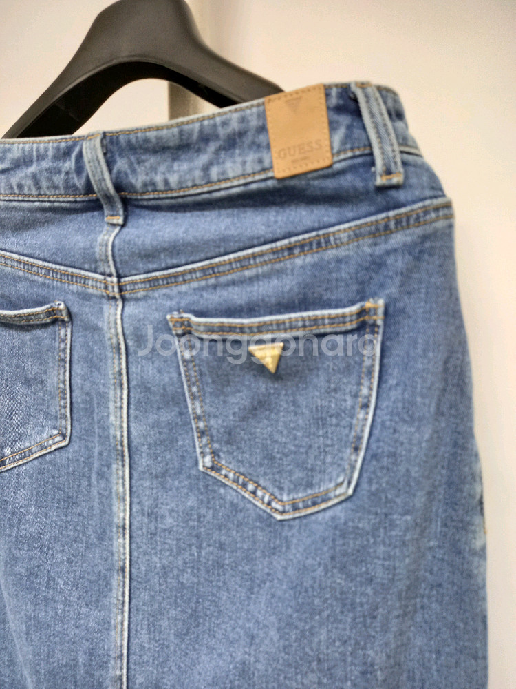 게스 생지 중청 데님 롱 스커트 44--5