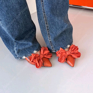 레이브업 리본 뮬 슬링백