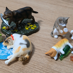 고양이 강아지 떡실신 가챠 7종 세트 미니어처 피규어