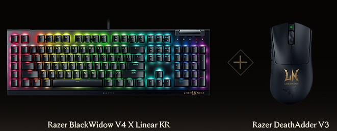 로드나인 한정판 데스에더 V3 마우스 + 블랙위도우 V4 키보드 세트 이미지
