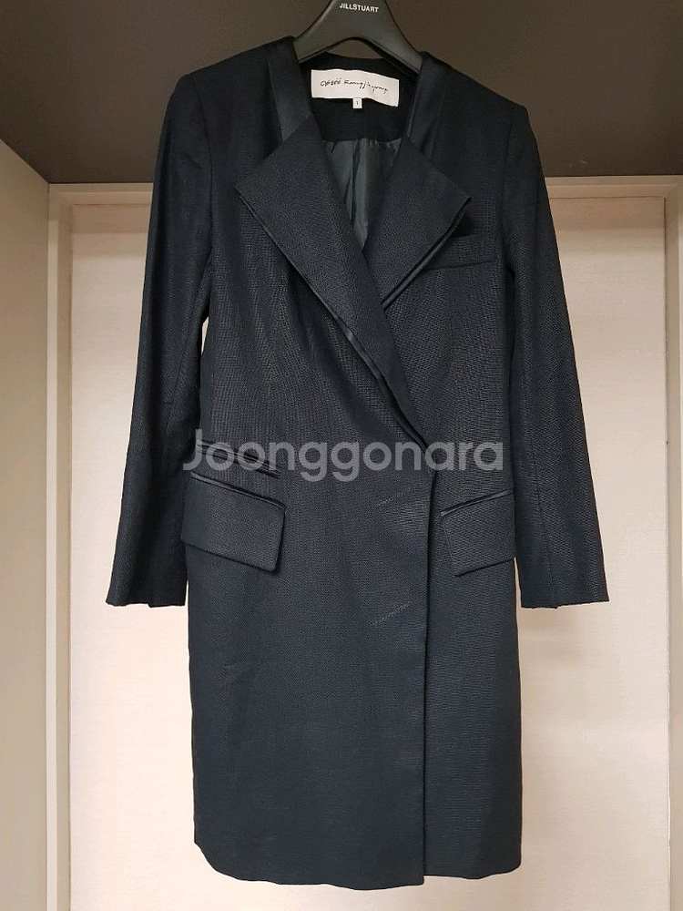 오브제 실크배색 린넨롱자켓--0