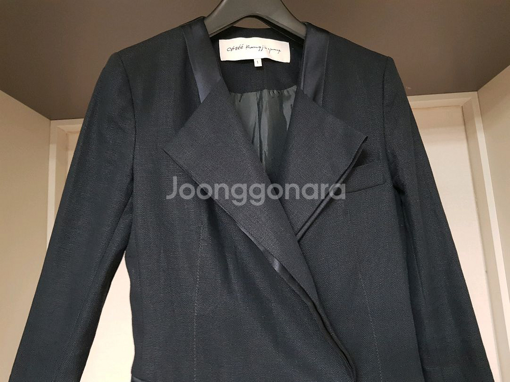 오브제 실크배색 린넨롱자켓--2