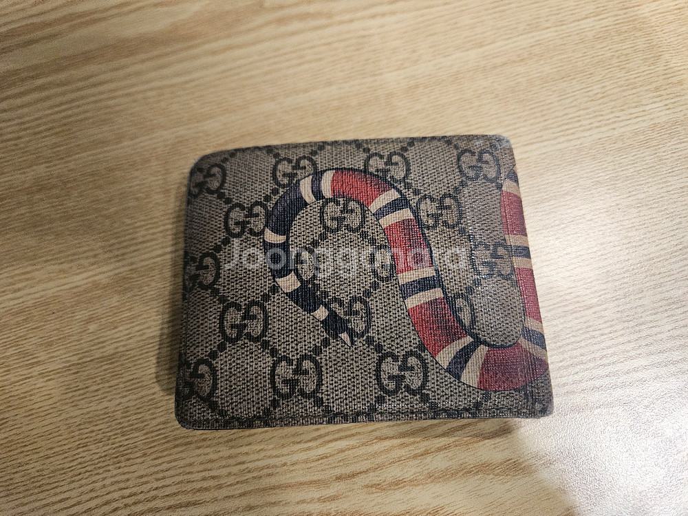 구찌 GG 캔버스 스네이크 반지갑--2