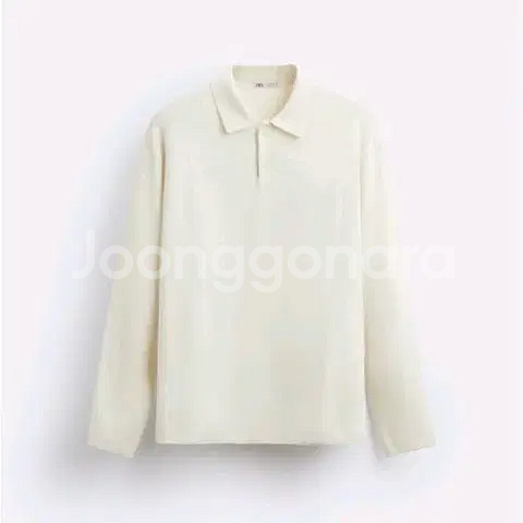 M) 자라 23FW 니트 폴로 셔츠 아이보리 비스코스 5536 303--0