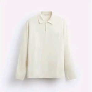 M) 자라 23FW 니트 폴로 셔츠 아이보리 비스코스 5536 303