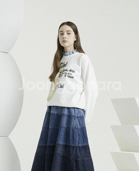 타임 time 프릴 카라 디테일 맨투맨 티셔츠 프리사이즈--0