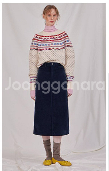 헤이트 네이비 골덴롱스커트--0