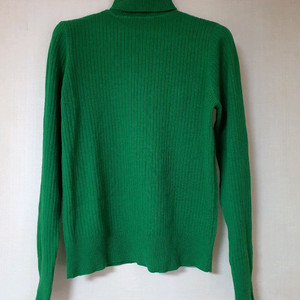 여성 골지 니트 폴라티 녹색 그린