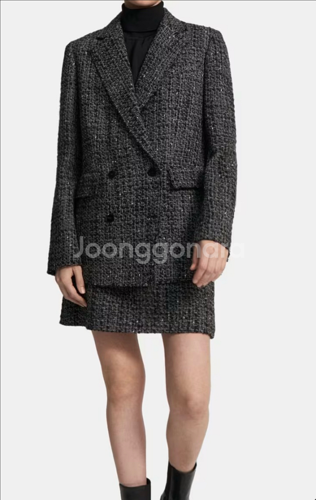 트위드 더블브레스트 재킷 띠어리 theory 세트 셋업--0