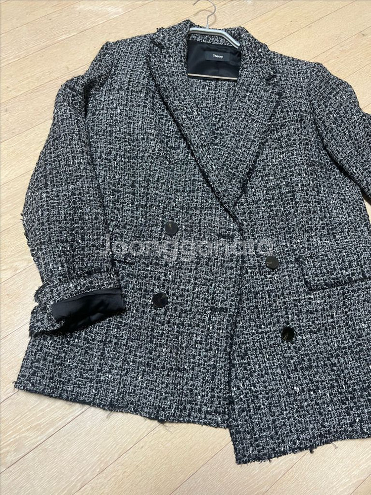 트위드 더블브레스트 재킷 띠어리 theory 세트 셋업--1